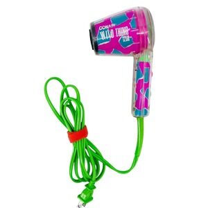 Vintage 90s Conair Wild Thing Hair Blow Dryer Neon Pink Teal Green Tested Works